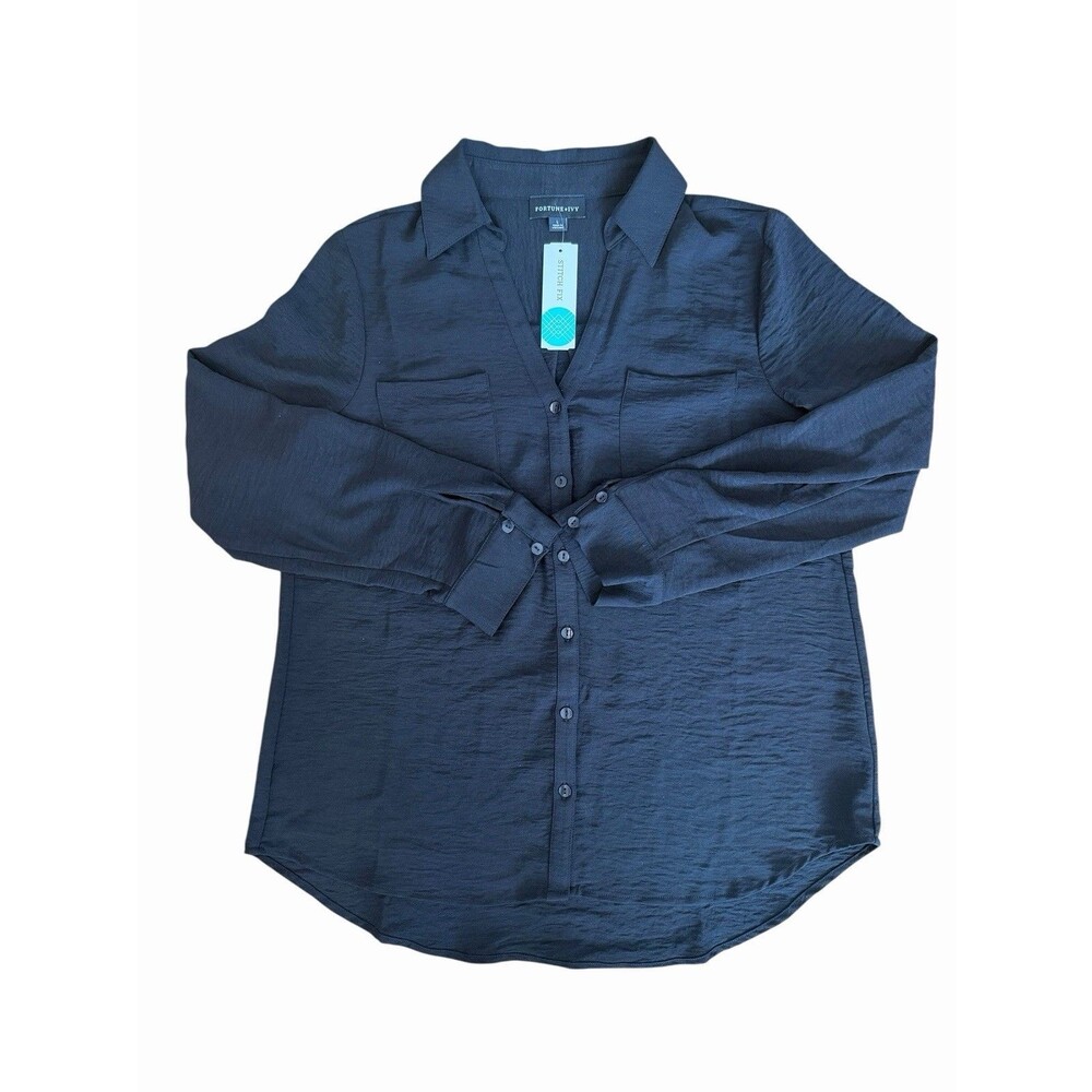 Fortune + Ivy Black Large Paula Button Down Shirt NWT Stitch Fix
